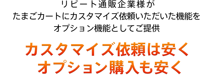 通販リピート企業様がたまごカートにカスタマイズ依頼いただいた機能をオプション機能としてご提供「カスタマイズ依頼は安く」「オプション購入も安く」